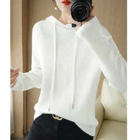 Camisola com capuz mulher outono inverno manga longa quente camisa de fundo sólido casual pullovers malha topos moda coreana jumper 2025