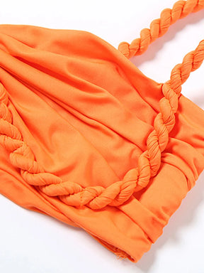 Beyprern fazendo desejos saia conjunto feminino ruched vestido de duas peças verão laranja bandagem maxi saia conjunto roupas de férias clubwear
