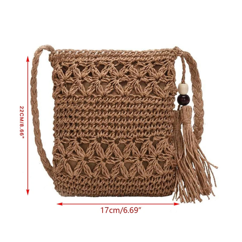 Bolsa Boho de Palha com Borla - Olívia Fios