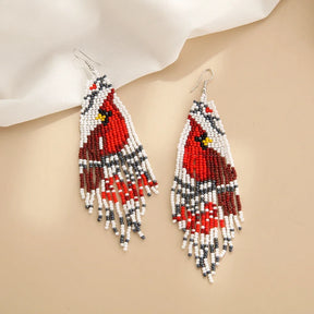 Brincos de contas de arroz borla papagaio design originalidade zoon mão tricô bohemia liga moda simples brincos de contas