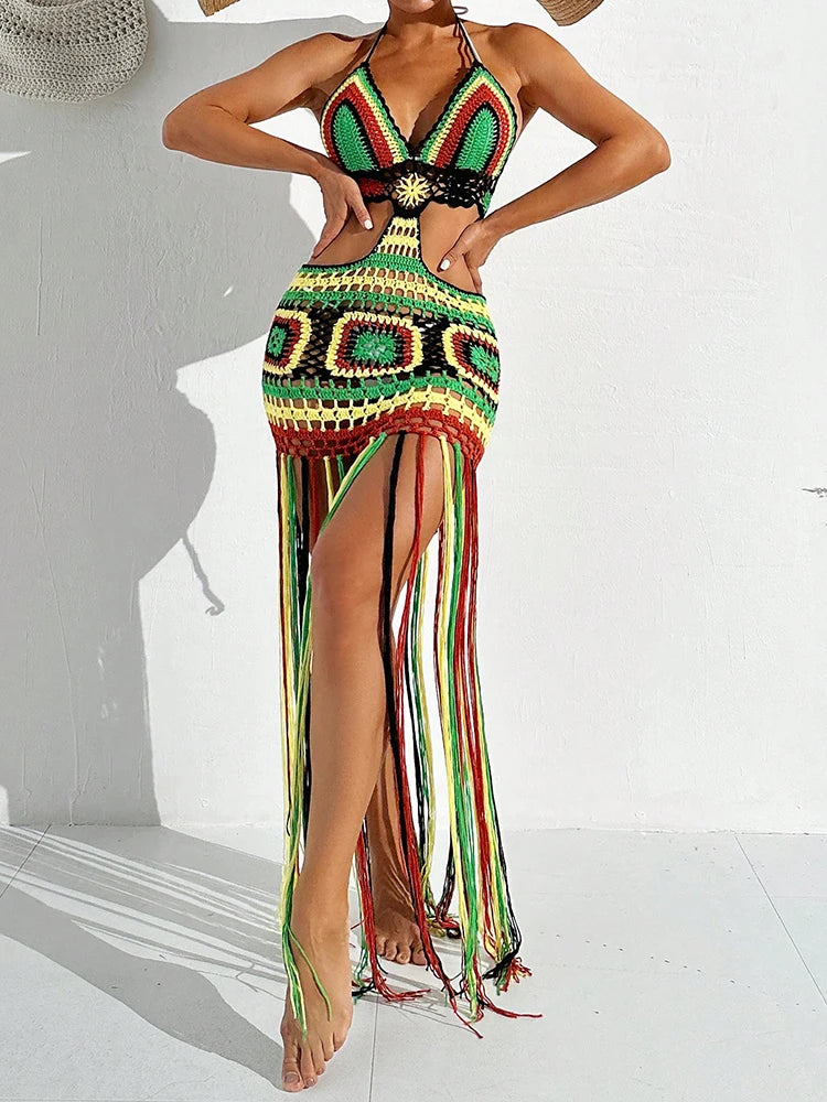 Vestido de Crochê "Tropical Elegance" - Olívia Fios