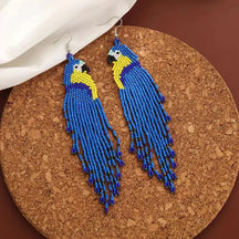 Brincos de contas de arroz borla papagaio design originalidade zoon mão tricô bohemia liga moda simples brincos de contas
