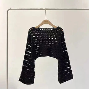 Manga longa crochê malha topo verão praia bikini cobrir colheita pulôver lã malhas blusa feminina férias boho outfit