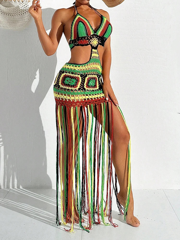 Vestido de Crochê "Tropical Elegance" - Olívia Fios