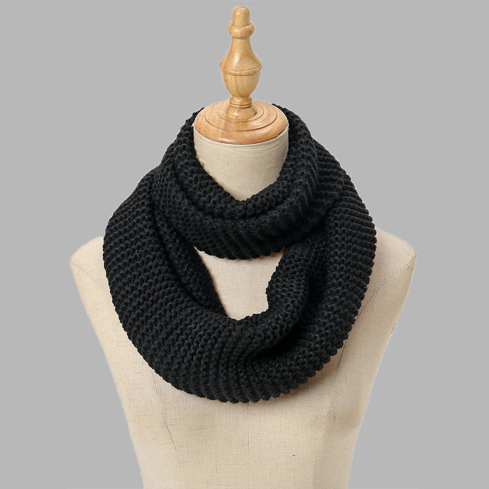 Lenço de inverno feminino infinito cachecol de malha círculo pescoço cachecol feminino super chunky loop snood unsex sólido crochê cachecóis