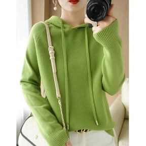 Camisola com capuz mulher outono inverno manga longa quente camisa de fundo sólido casual pullovers malha topos moda coreana jumper 2025