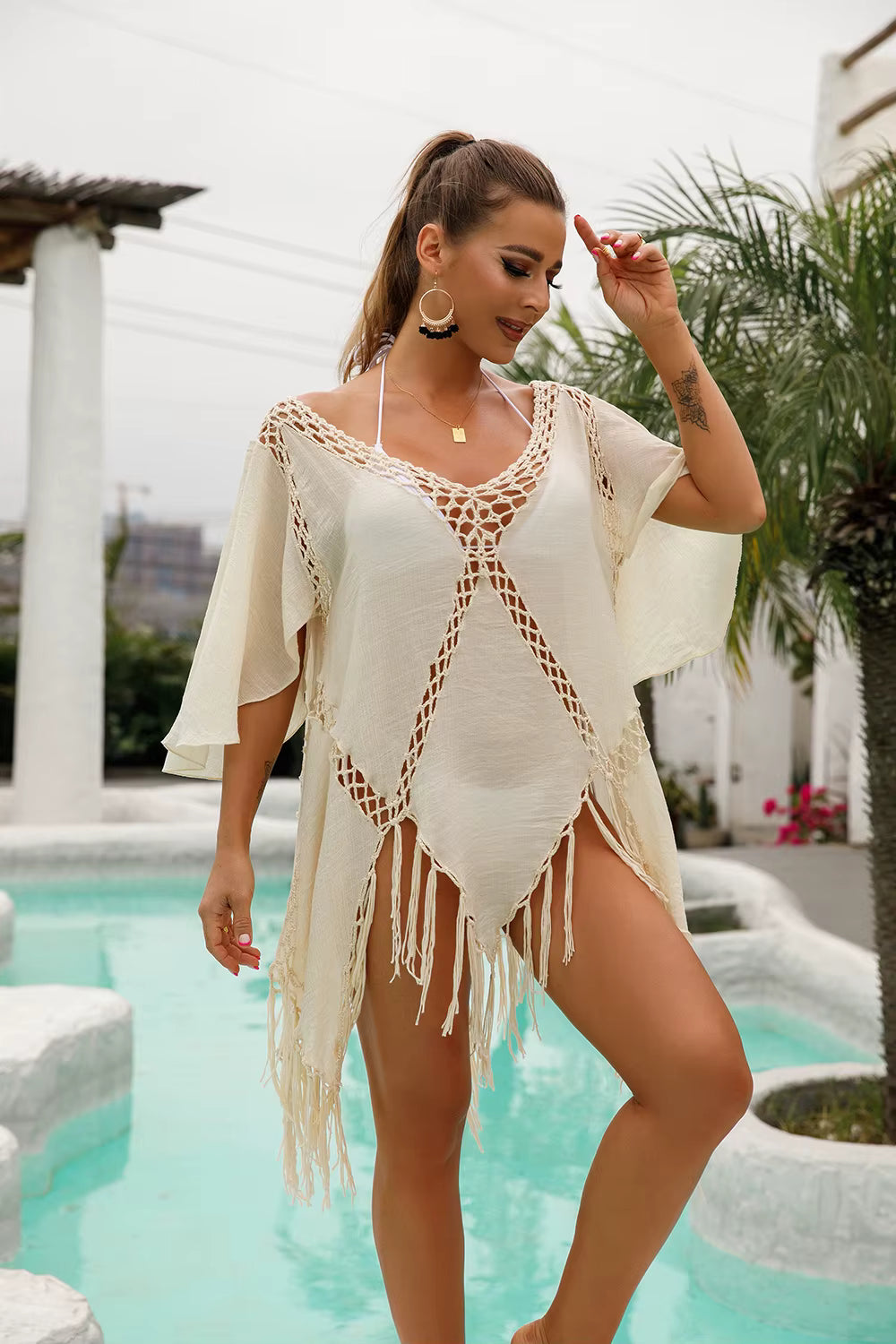 Vestido Halter Praia com Borlas - Olívia Fios
