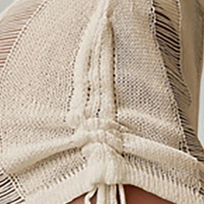 Saia feminina de malha praia com cordão oco, roupa de verão, cobertura sexy, roupa da moda
