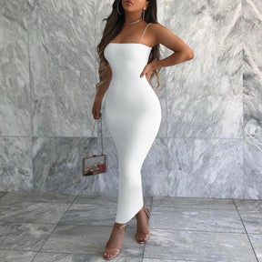 Verão preto sexy vestido feminino streetwear sem mangas sem costas sólido cinta de espaguete bodycon casual clubwear elegante vestidos de festa